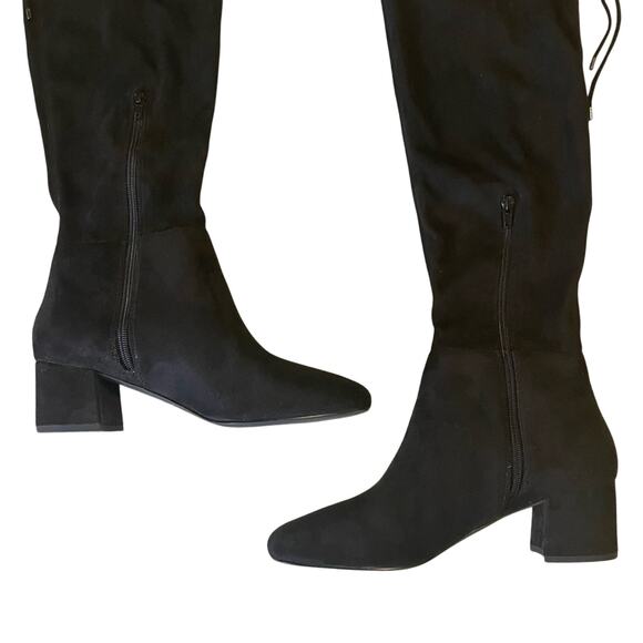 GAP Y2K Faux Suede Slouchy Over Knee High Boots Heeled Block Heel NWOT sz 10 - Picture 6 of 12